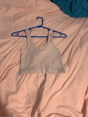 Ribbed Crop Tank Top - Light Pink